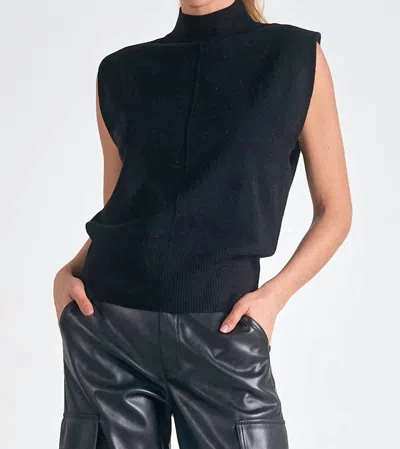 Elan Chelcie Sleeveless Sweater In Black