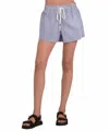 Elan Elastic Drawstring Shorts In Navy Stripe In Blue