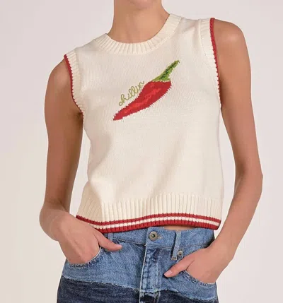 Elan Chillin Pepper Sleeveless Sweater In Off White