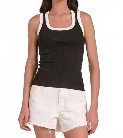 Elan Chloe Tank In Black/white In Multi