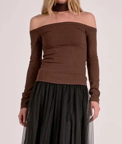 Elan Choker Neck Sweater In Brown