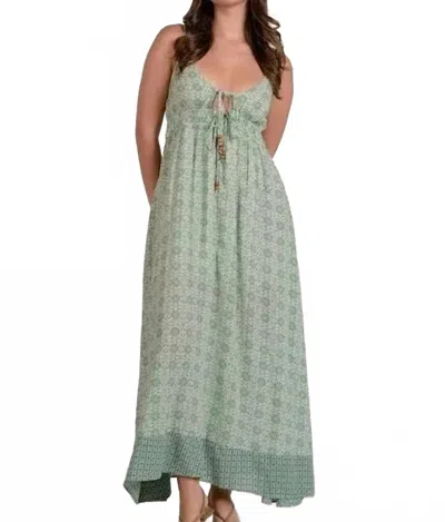 Elan Chrissy Boho Maxi Dress In Geren In Multi