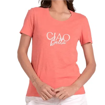 Elan Ciao Bella Scoop Neck Tee Shirt In Coral In Pink