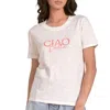 Elan Ciao Bella Scoop Neck Tee Shirt In White In Neutral