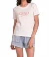 Elan Ciao Bella Tee In White Ciao In Neutral
