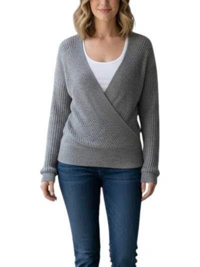 Elan Cinch V-neck Sweater In Grey In Gray