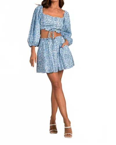 Elan Cinched Top In Denim Santa Fe In Blue
