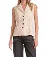 Elan Cinched Waist Vest In Beige In Neutral