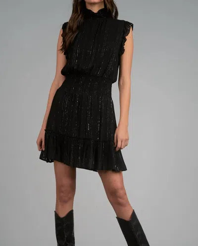 Elan Clara Mock Neck Mini Dress In Black