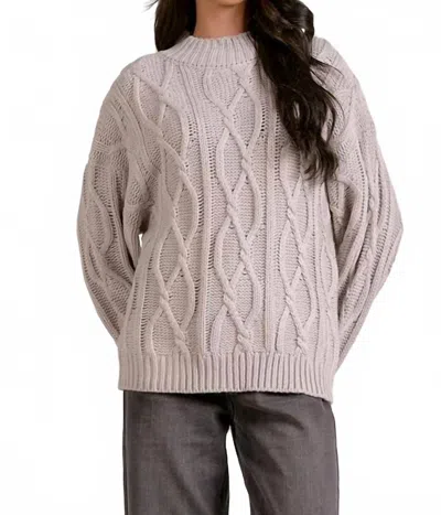 Elan Classic Cable Sweater In Light Grey In Gray