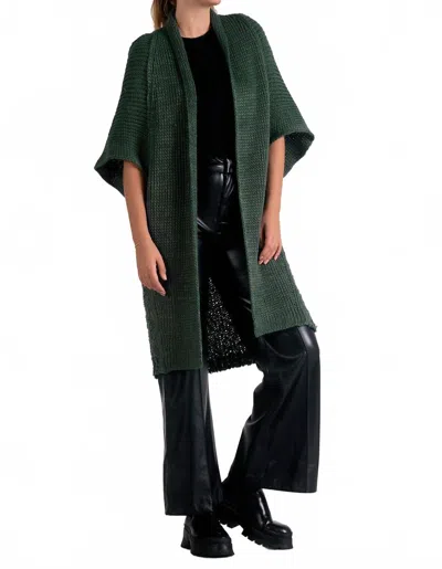 Elan Cliff Oversized Cardigan In Dark Green