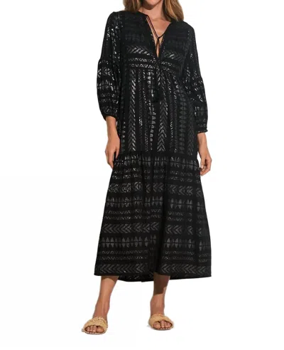 Elan Coastas Kaftan Midi Dress In Black