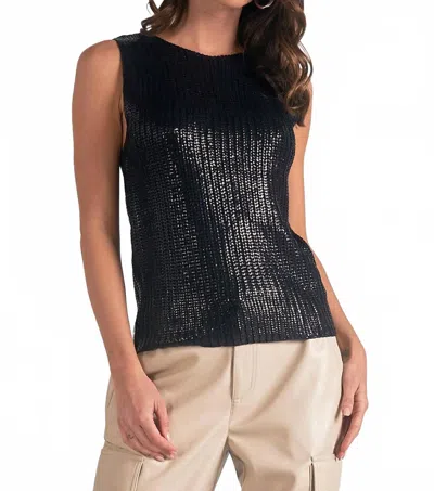 ELAN COATED SWEATER TANK IN BLACK