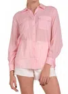 Elan Collared Button Down Top In Light Pink In Pink