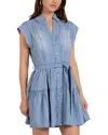 Elan Collared Button Front Mini Dress In Blue