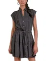 Elan Collared Button Front Mini Dress In Grey