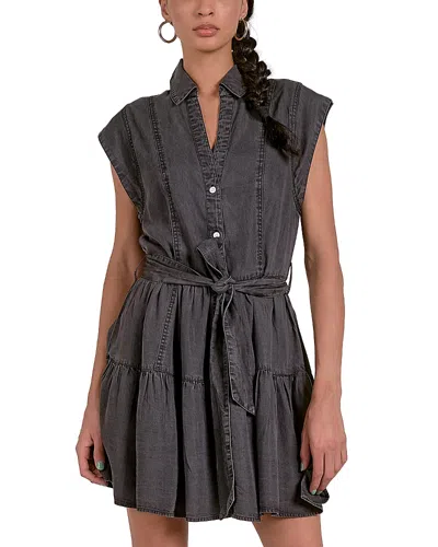 Elan Collared Button Front Mini Dress In Grey