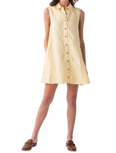 Elan Collared Button Up Dress In Vanilla In Yellow