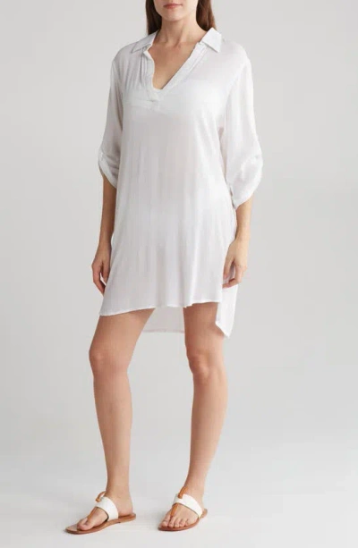 Elan Collared Cover-up Dress In White