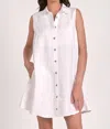 Elan Collared Linen Dress In White In White