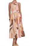 Elan Collared Maxi Dress In Beige In Multi
