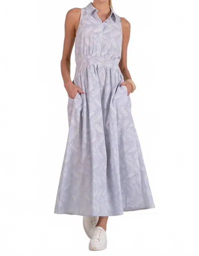 Elan Collared Midi Dress In Blue White Stripe
