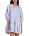 Elan Collared Tiered Dress In Blue Stripe