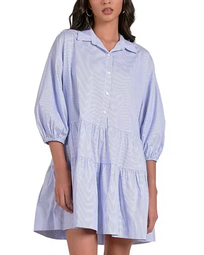 Elan Collared Tiered Dress In Blue Stripe