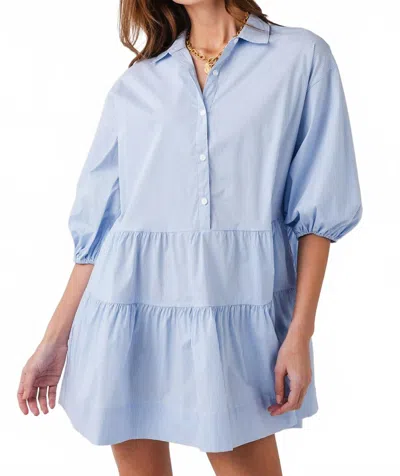 Elan Collared Tiered Dress In Blue