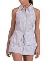 Elan Collared Top In Gray