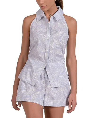 Elan Collared Top In Gray