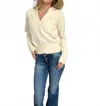 Elan Collared V-neck Sweater In Off White In White