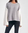 Elan Colorblock Crewneck Sweater In Grey In Grey