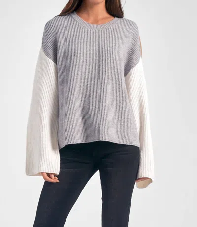 Elan Colorblock Crewneck Sweater In Grey