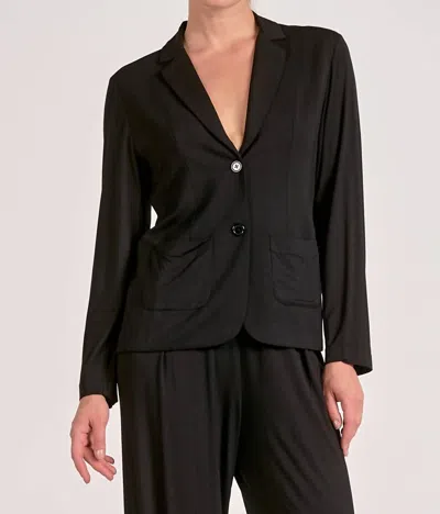 Elan Comfy Button Blazer In Black