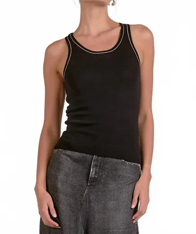 Elan Contrast Stitch Tank Top In Black
