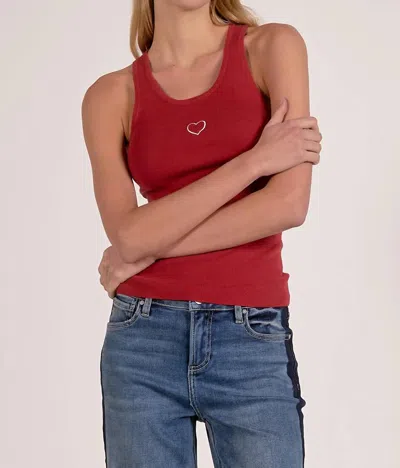 Elan Contrast Sweater Tank Top In Red