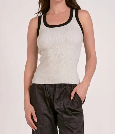 Elan Robbie Tank Top In Grey Black In White
