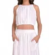 Elan Elastic Halter Top In White