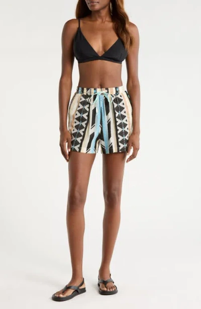 Elan Cotton Blend Cover-up Drawstring Shorts In Multi