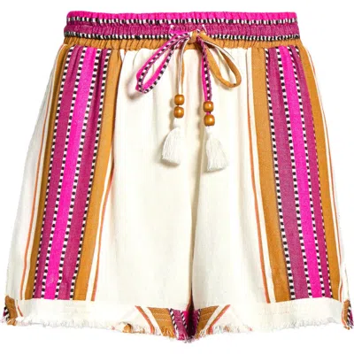 Elan Cotton Blend Cover-up Drawstring Shorts In Pink