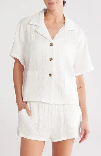 Elan Cotton Camp Shirt In White