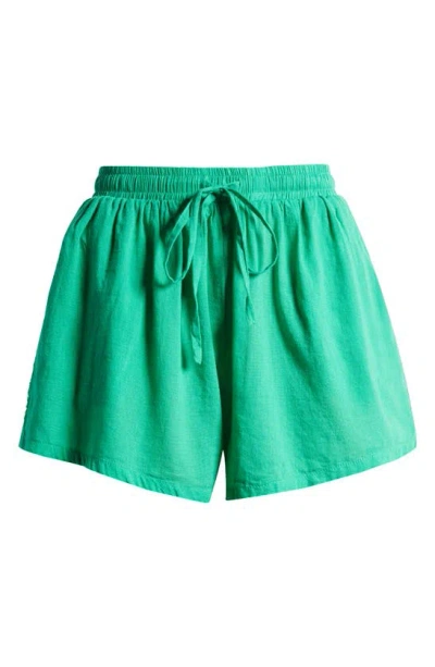 Elan Cotton Cover-up Shorts In Green Bright
