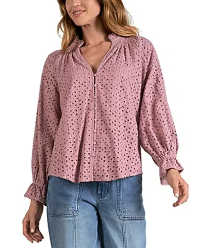 Elan Cotton Eyelet Blouse In Lilac