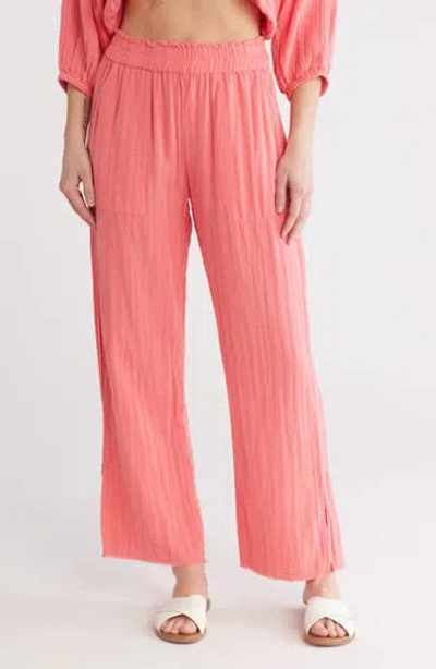 Elan Cotton Gauze Cover-up Pants In Coral