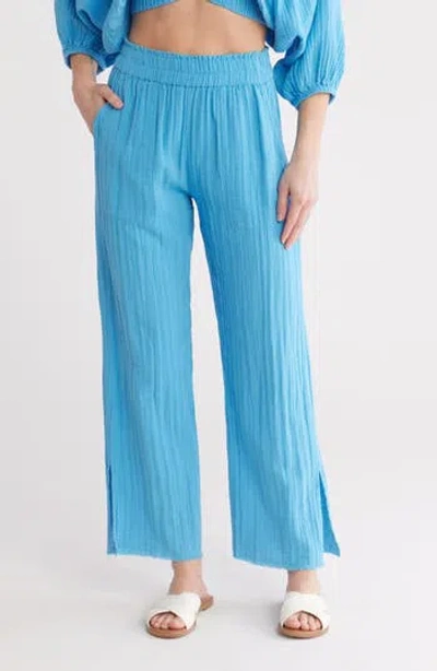 Elan Cotton Gauze Cover-up Pants In Sky Blue