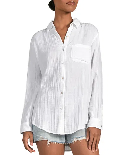 Elan Cotton Long Sleeve Crinkle Shirt In White