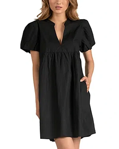 Elan Cotton Puff Sleeve Dress In Black