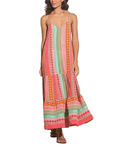 Elan Cotton Tiered Maxi Dress In Orange