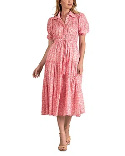 Elan Cotton Tiered Shirt Dress In Pink Santa Fe